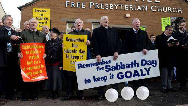 Furious Free Presbyterians protest at ‘disgraceful’ Northern Ireland victory.