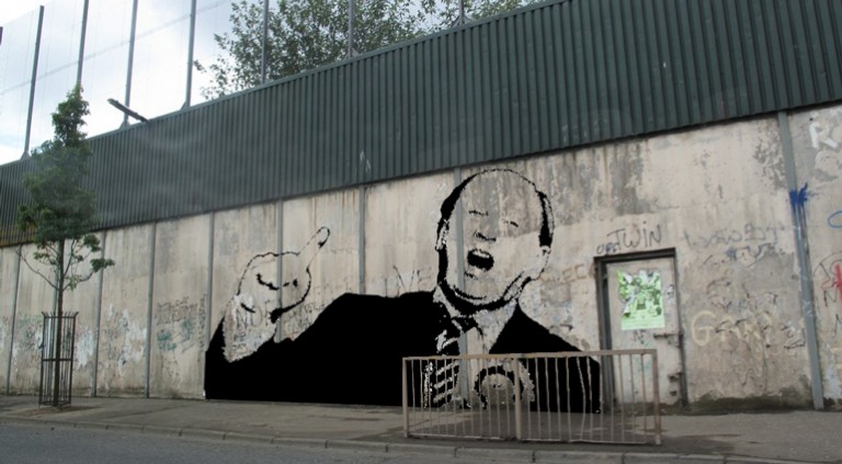 Banksy mural of Jim Allister appears on Belfast Peace Wall