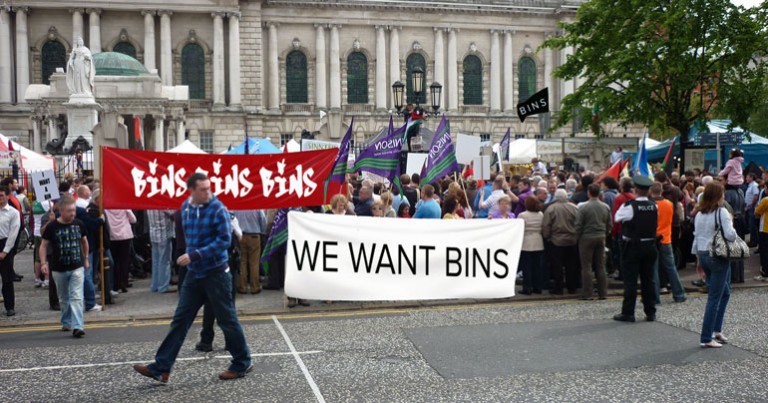 Massive protests in Belfast as bin levels reach crisis point