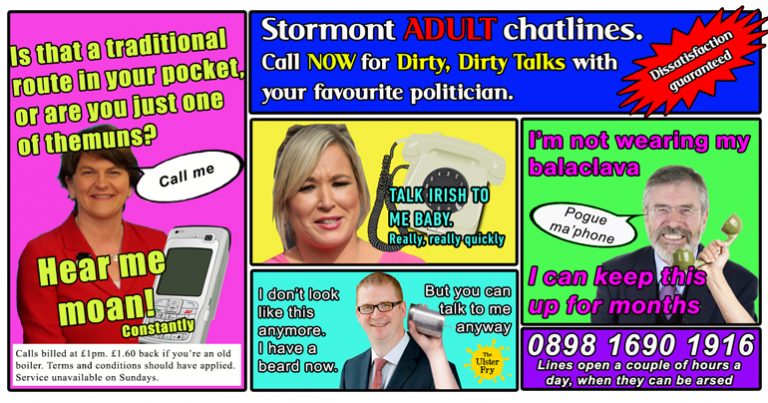 Stormont launches money-spinning “adult” chatline.