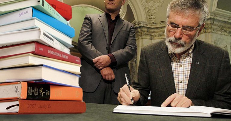 Gerry Adams denies existence of the newspaper articles about him denying he was in the IRA