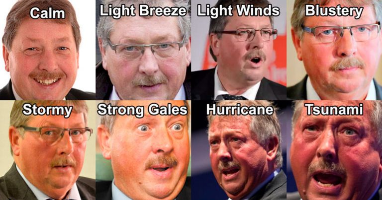 Colour of Sammy Wilson’s face to be used for weather warnings