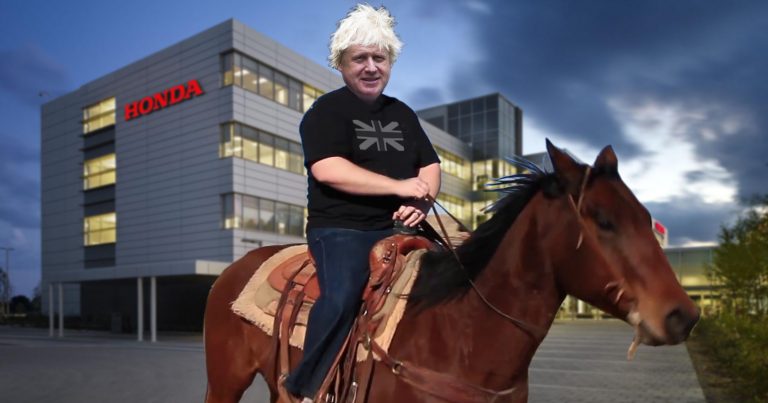 “F**k your Honda jobs, I’ve a horse outside”, declares Boris Johnson