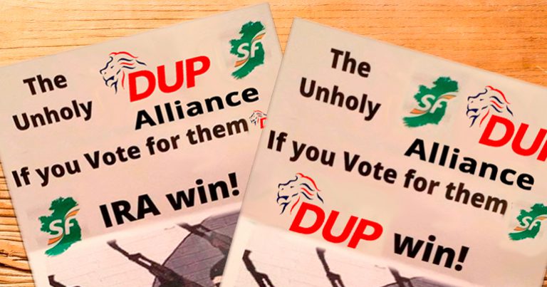 Fury as leaflets linking the DUP and Sinn Fein circulate in Belfast